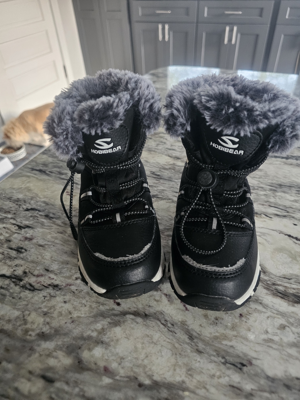 Hobibear Kids Black Winter Boots with Faux Fur Trim
